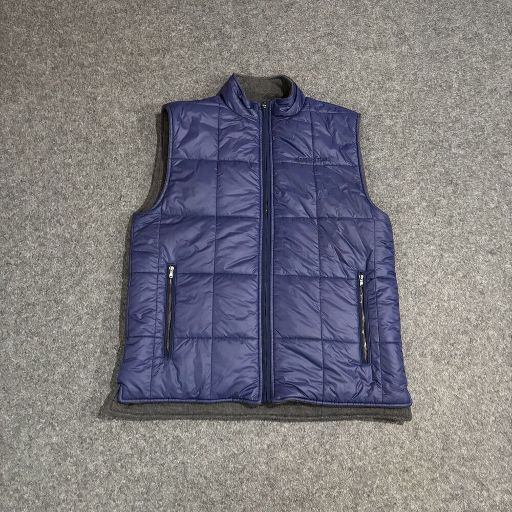 Vineyard Vines Vest Mens Medium Quilted Full Zip Reversible Wool Nylon Outdoor